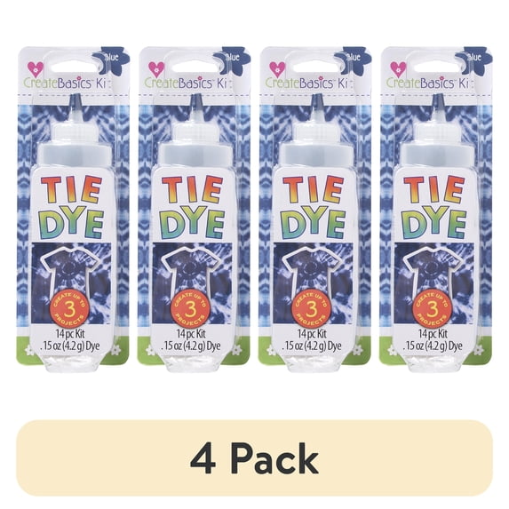 (4 pack) Create Basics 1 Color Tie Dye Kit, Blue, 4 fl oz Dye