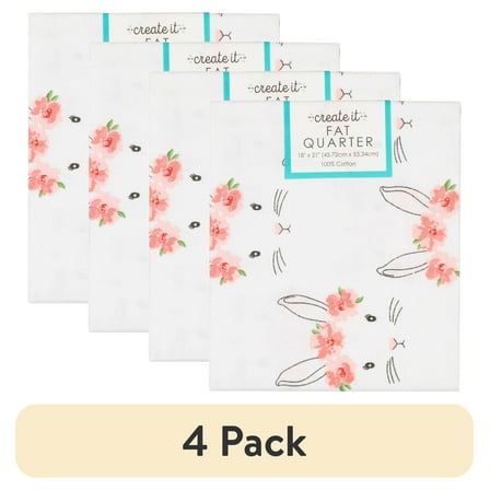 (4 pack) Create It 18"x21" 100% Cotton Rose Crown Precut Sewing & Craft Fabric, White 1 Piece