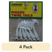 (4 pack) Creme 2" Rigged Twirl Tail Lure, White, 1/16 oz., 6 Count