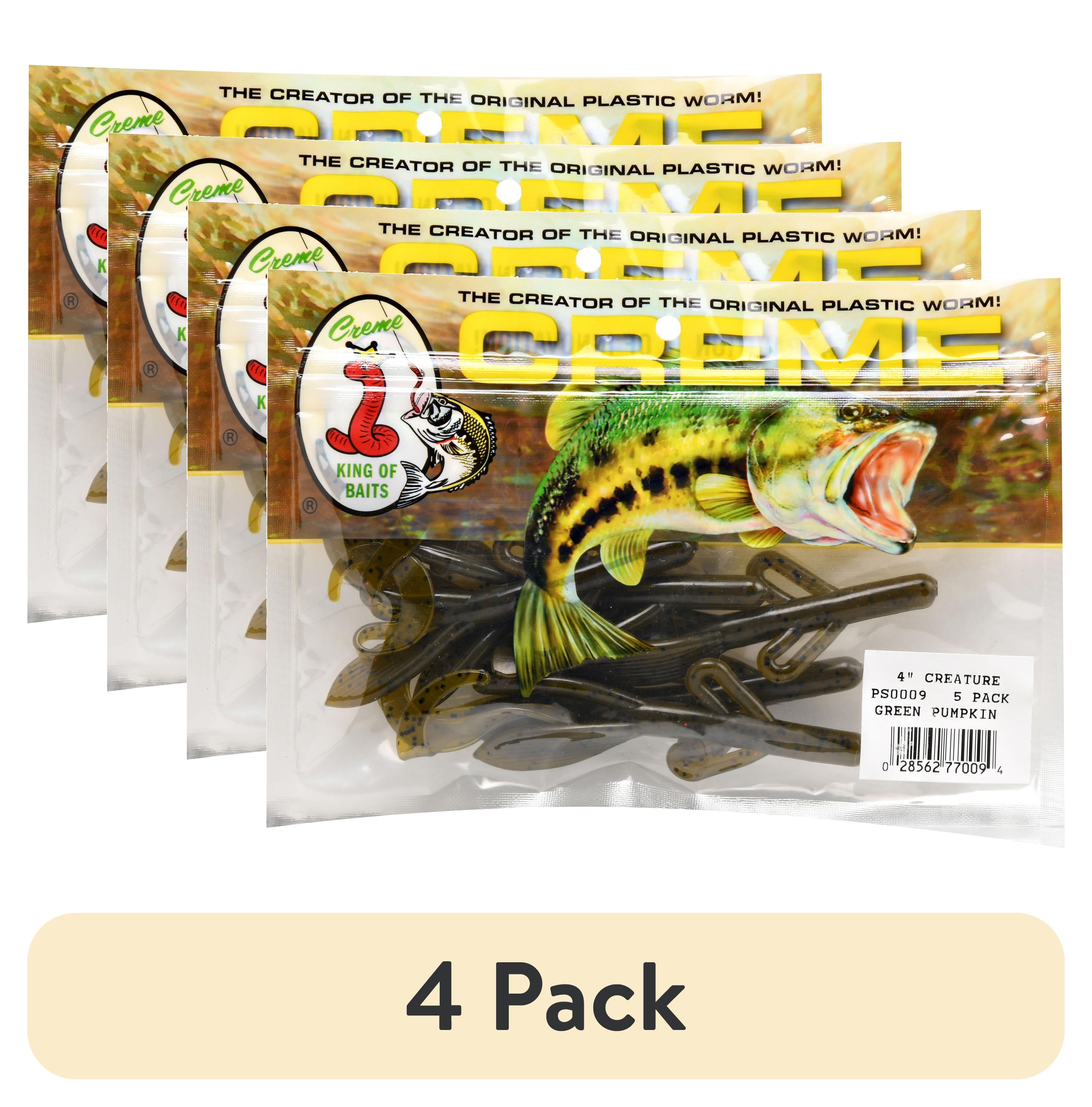 (4 pack) Creme 4" Baby Brush Pig Lure, Green Pumpkin & Chartreuse, 5 Count