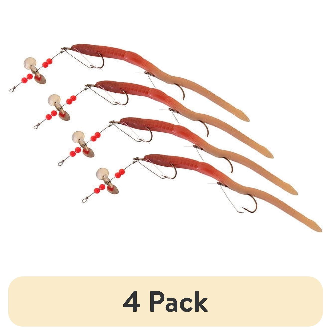 (4 pack) Creme 6" Pre-Rigged Weedless Scoundrel Worm Lure, Live Color