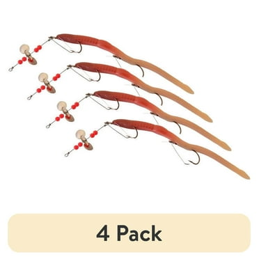 (4 pack) Creme 6" Pre-Rigged Weedless Scoundrel Worm Lure, Live Color