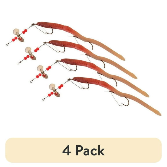 (4 pack) Creme 6" Pre-Rigged Weedless Scoundrel Worm Lure, Live Color