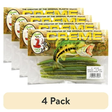(4 pack) Creme Lure Soft Stick Bait Fishing Lure for Bass, 3-Count