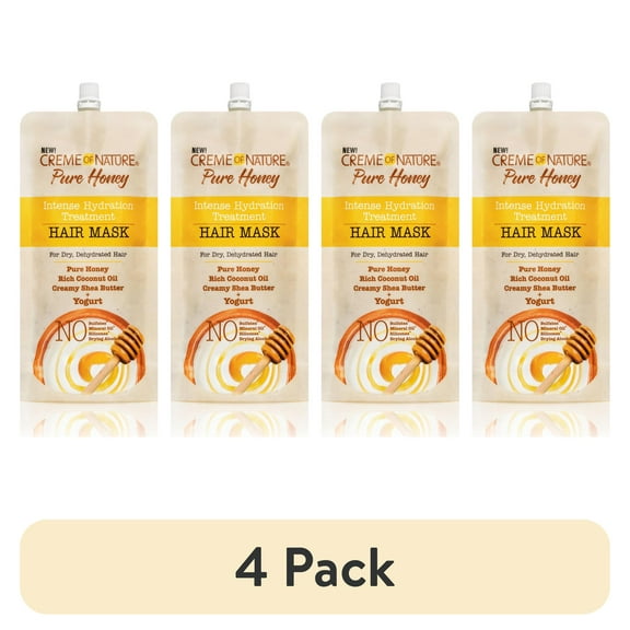(4 pack) Creme of Nature Pure Honey Intense Hydration Treatment Hair Mask, 3.4 oz