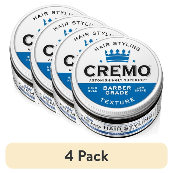 (4 pack) Cremo Hair Texture Paste, High Hold, Low Shine, All Hair Types, 4 oz