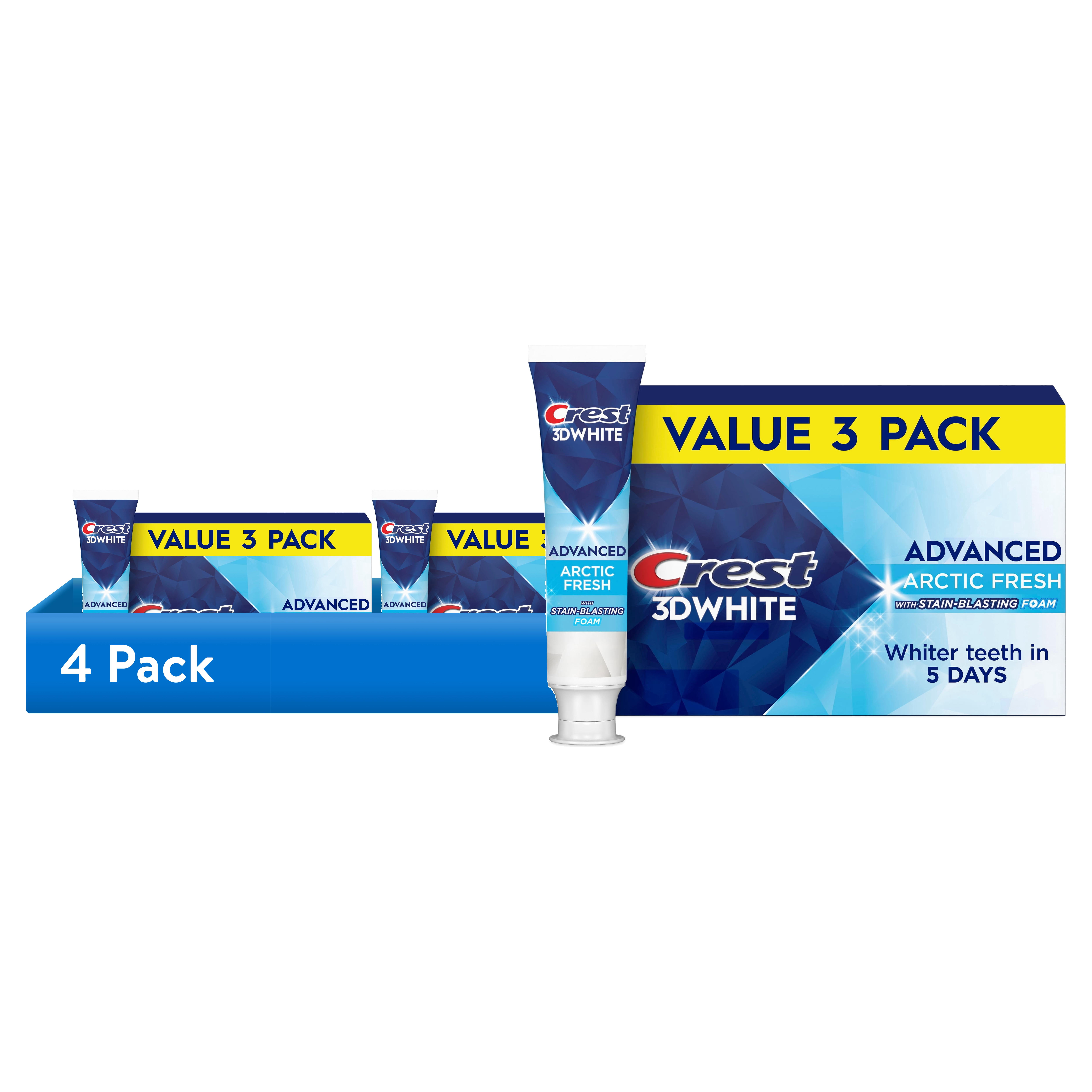 (4 pack) Crest 3DWhite Advanced, Arctic Fresh, 3.3 oz, Pack of 3