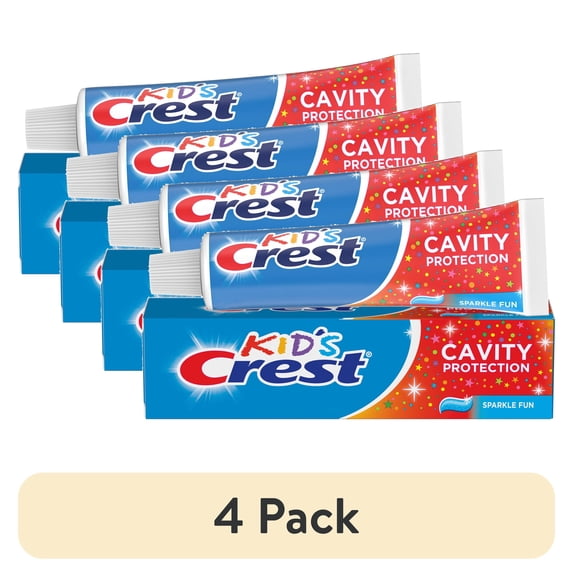 (4 pack) Crest Toothpaste, Kids Cavity Protection Toothpaste, Sparkle Fun Flavor, 4.6 oz, For Ages 3+