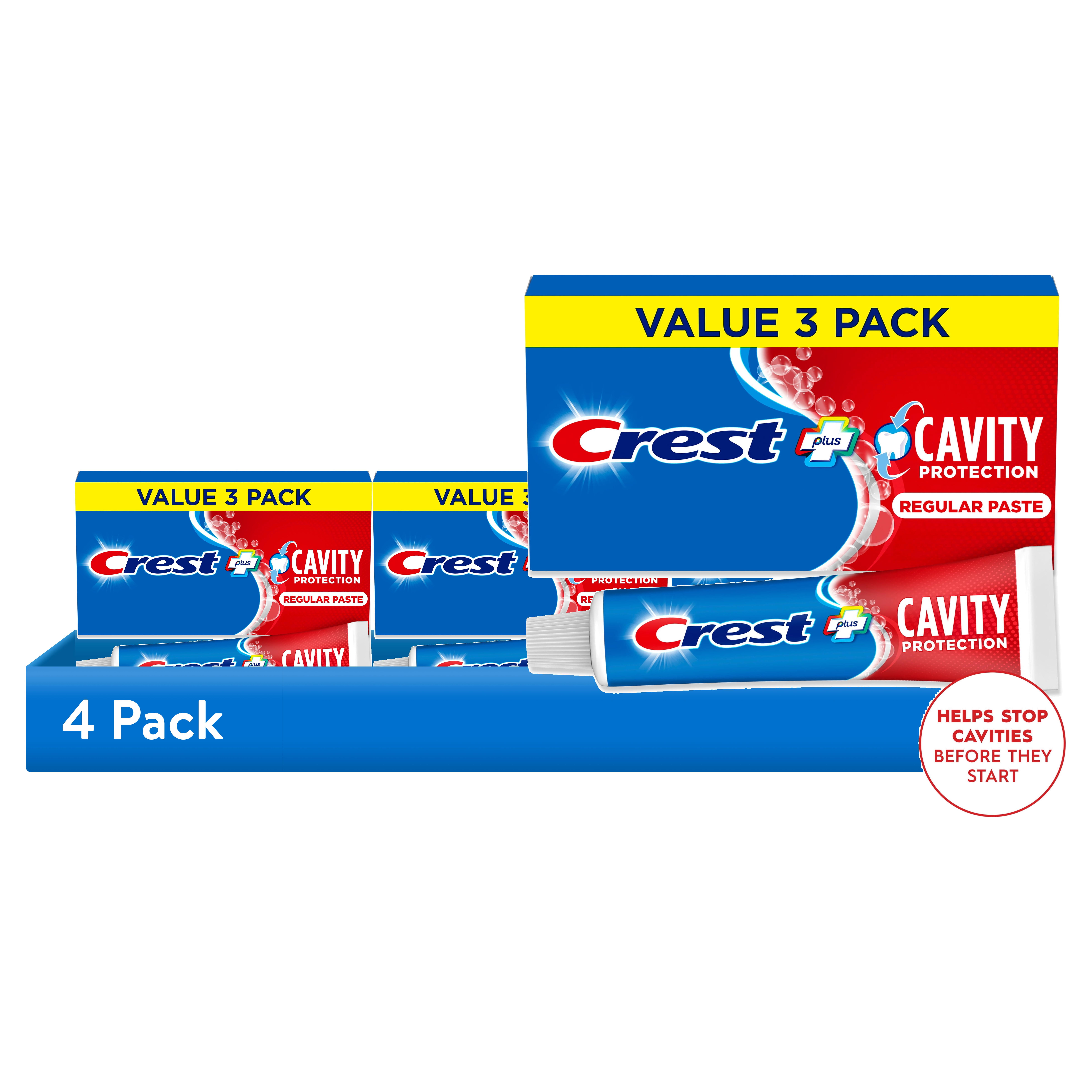 (4 pack) Crest Plus Cavity Protection Toothpaste Regular Paste, 3 Pack, 5.7 oz Each