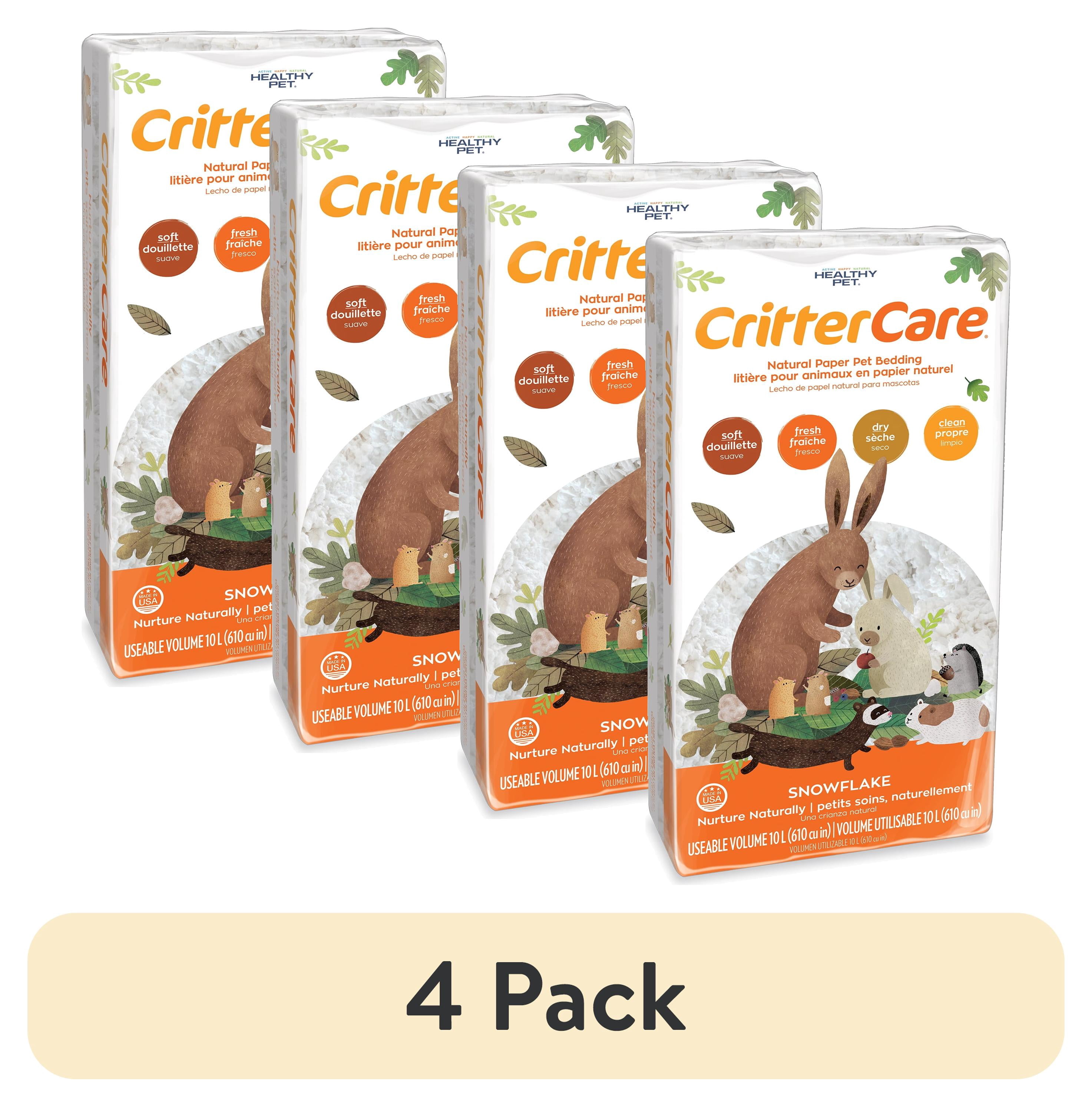 (4 pack) CritterCare Snowflake Natural Paper Small Pet Bedding, 10L