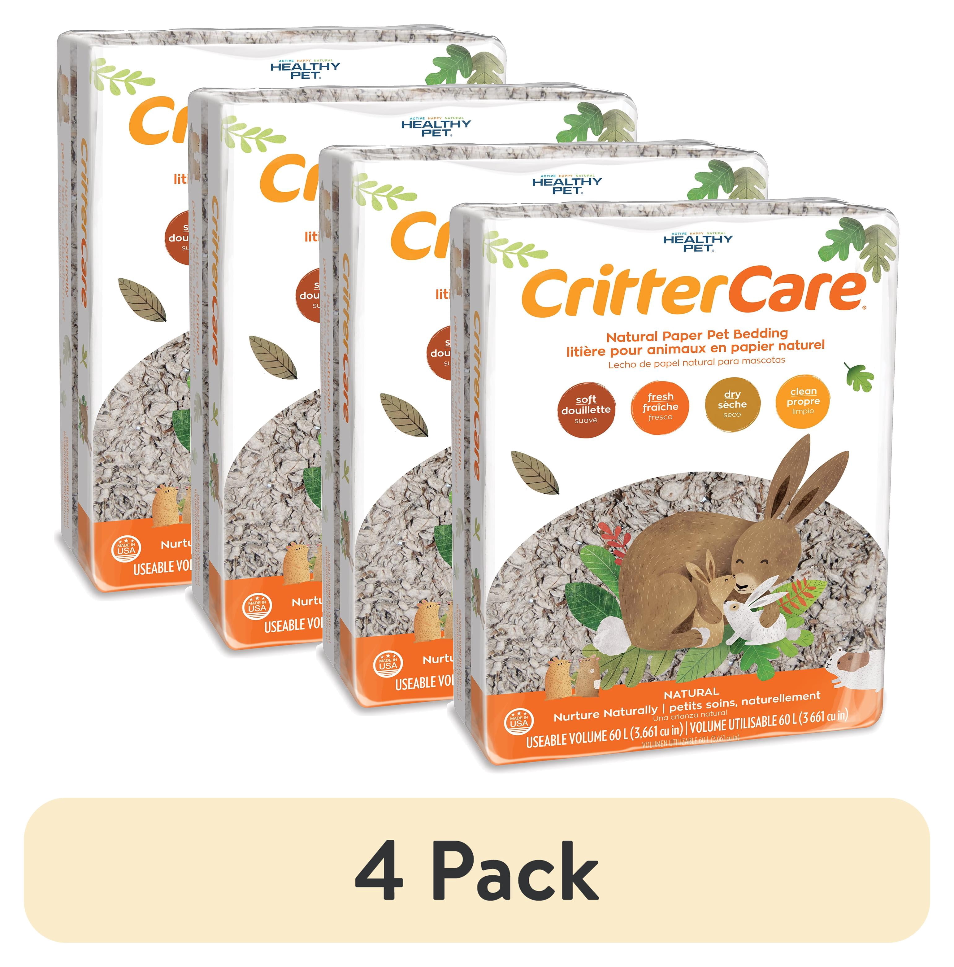 (4 pack) CritterCare Natural Paper Small Pet Bedding, 60 L