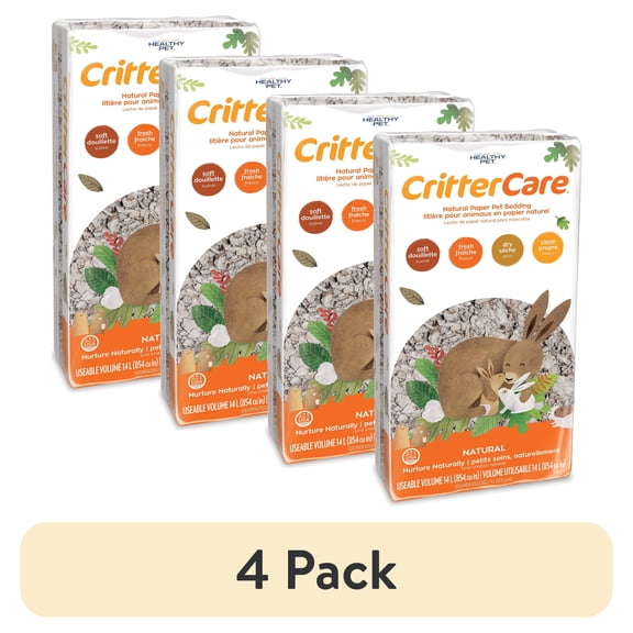 (4 pack) Crittercare Natural Paper Small Pet Bedding, 14 L