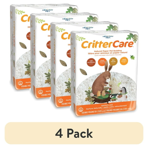 (4 pack) Crittercare Snowflake Paper Small Pet Bedding, 50 L
