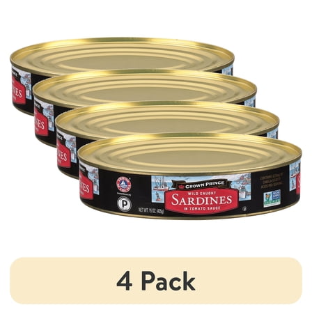(4 pack) Crown Prince Sardines in Tomato Sauce, 15 oz Can