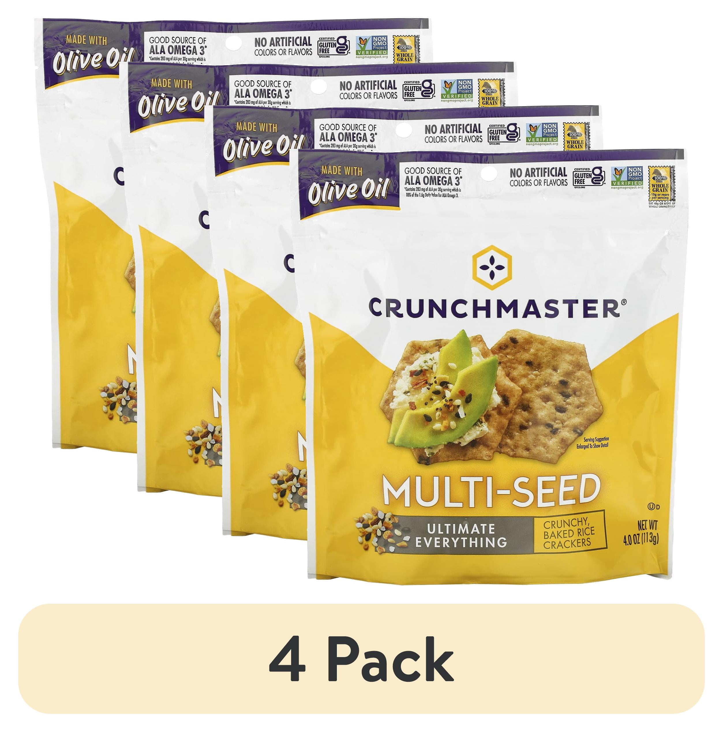 (4 pack) Crunchmaster, Multi-Seed, Baked Rice Crackers, Ultimate ...