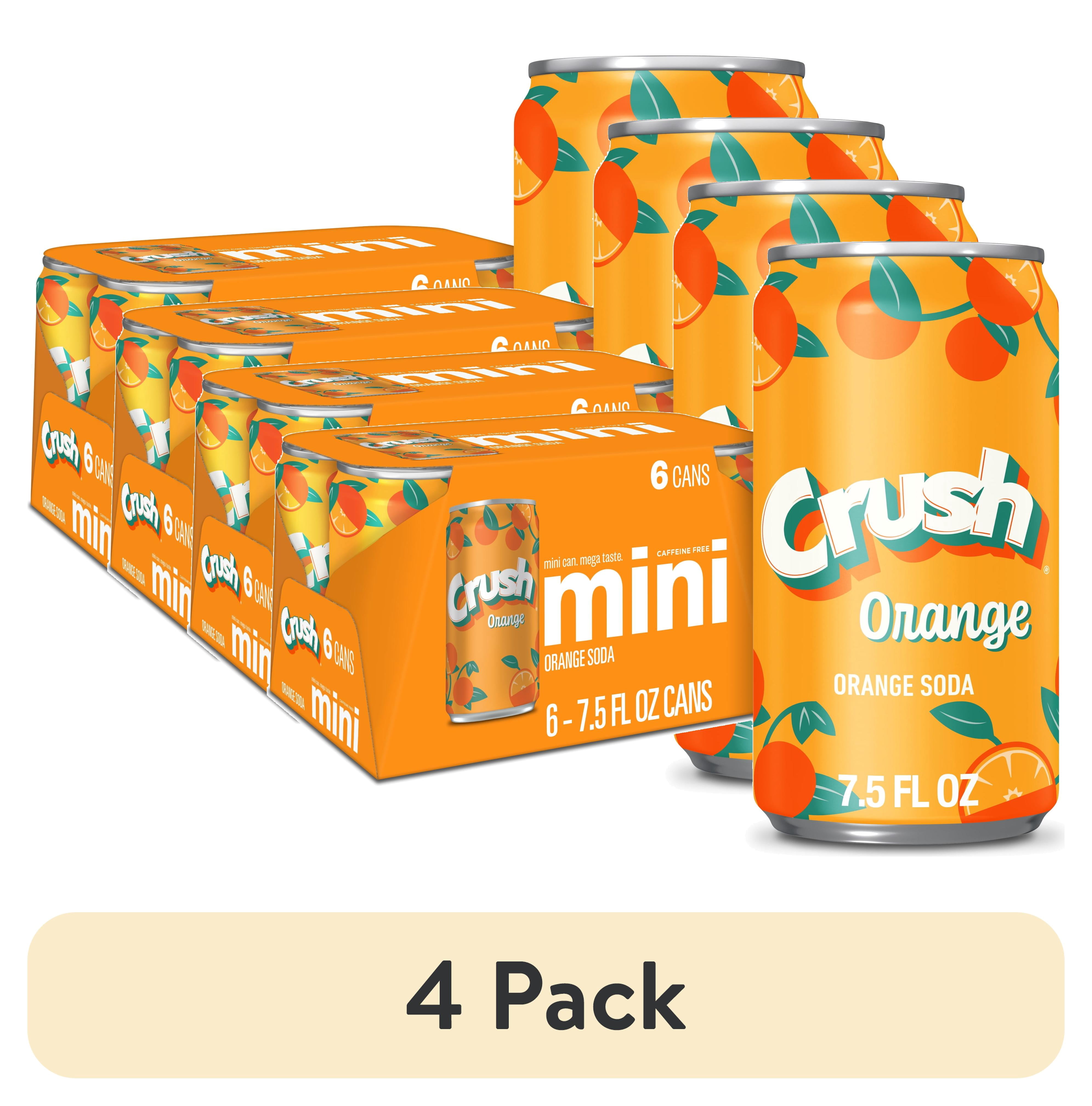 (4 pack) Crush Caffeine Free Orange Soda Pop, 7.5 fl oz, 6 Pack Cans