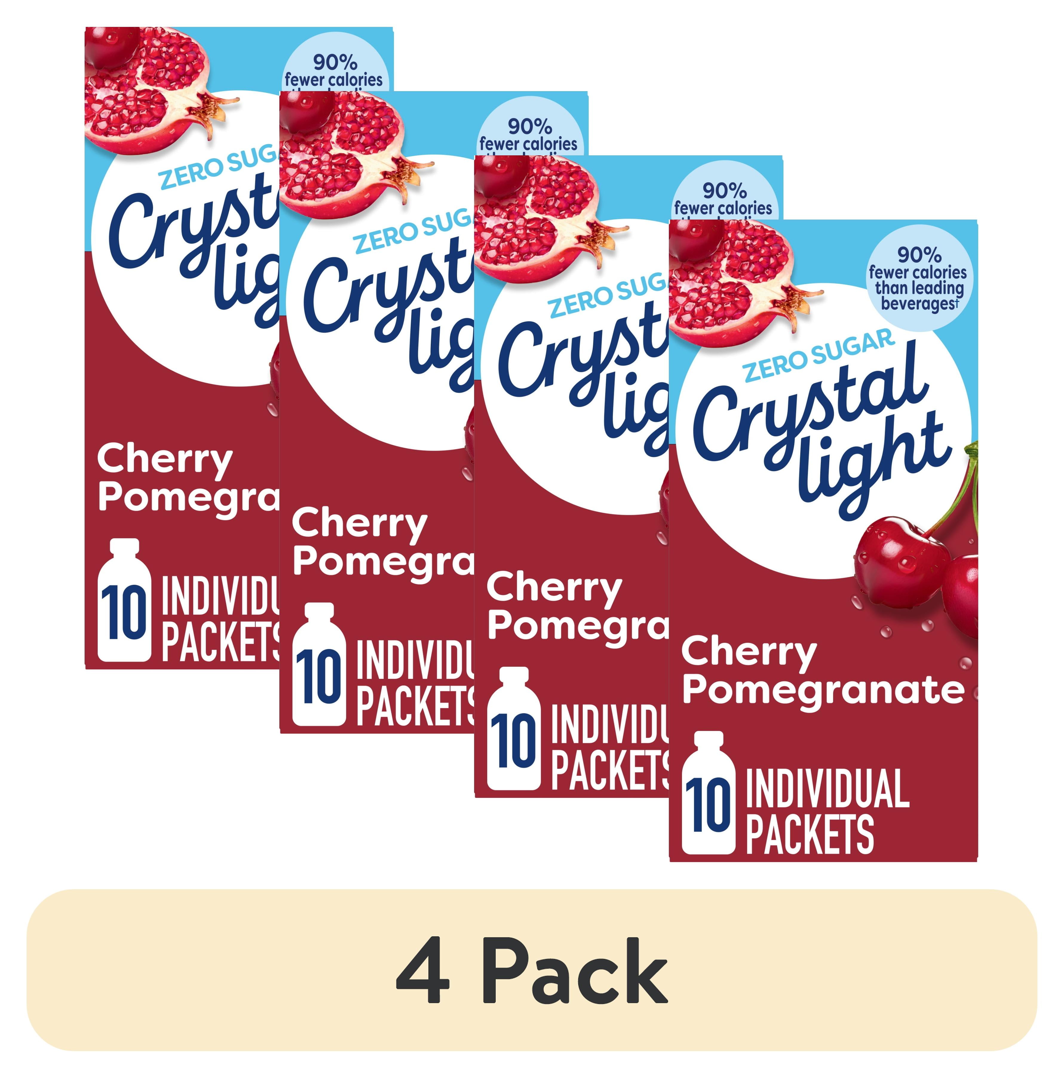 (4 pack) Crystal Light Drink Mix, 10 Packets, for Convenient On-the-Go Flavorful Hydration, Cherry Pomegranate natural flavor with other natural flavor, Zero Sugar, 1.1 oz