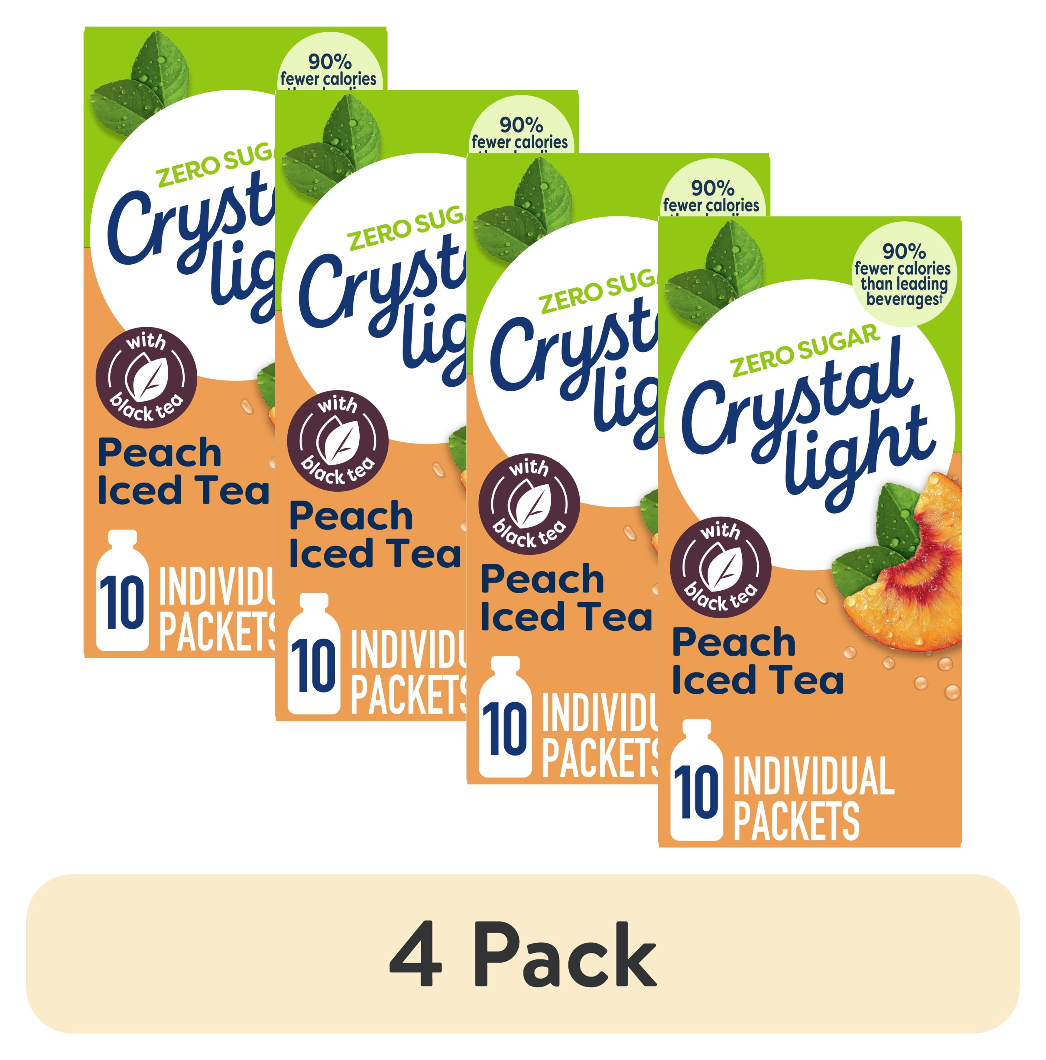 (4 pack) Crystal Light Drink Mix, 10 Packets, for Convenient On-the-Go Flavorful Hydration, Artificially flavored Peach Iced Tea, Zero Sugar, 0.7 oz