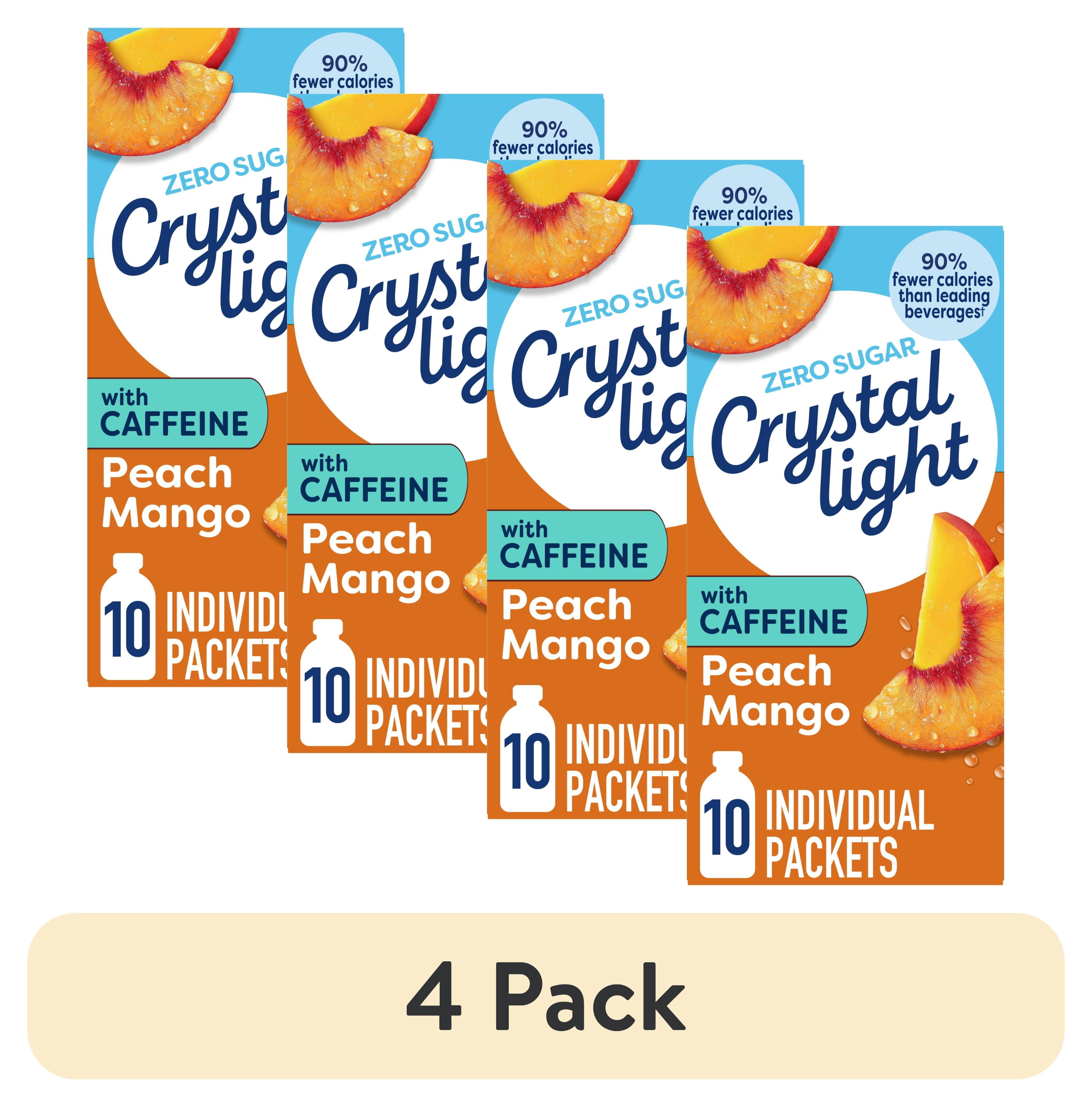 (4 pack) Crystal Light Drink Mix with Caffeine, 10 Packets, for Convenient On-the-Go Flavorful Hydration, Peach Mango Natural Flavor With Other Natural Flavor, Zero Sugar, 0.7 oz