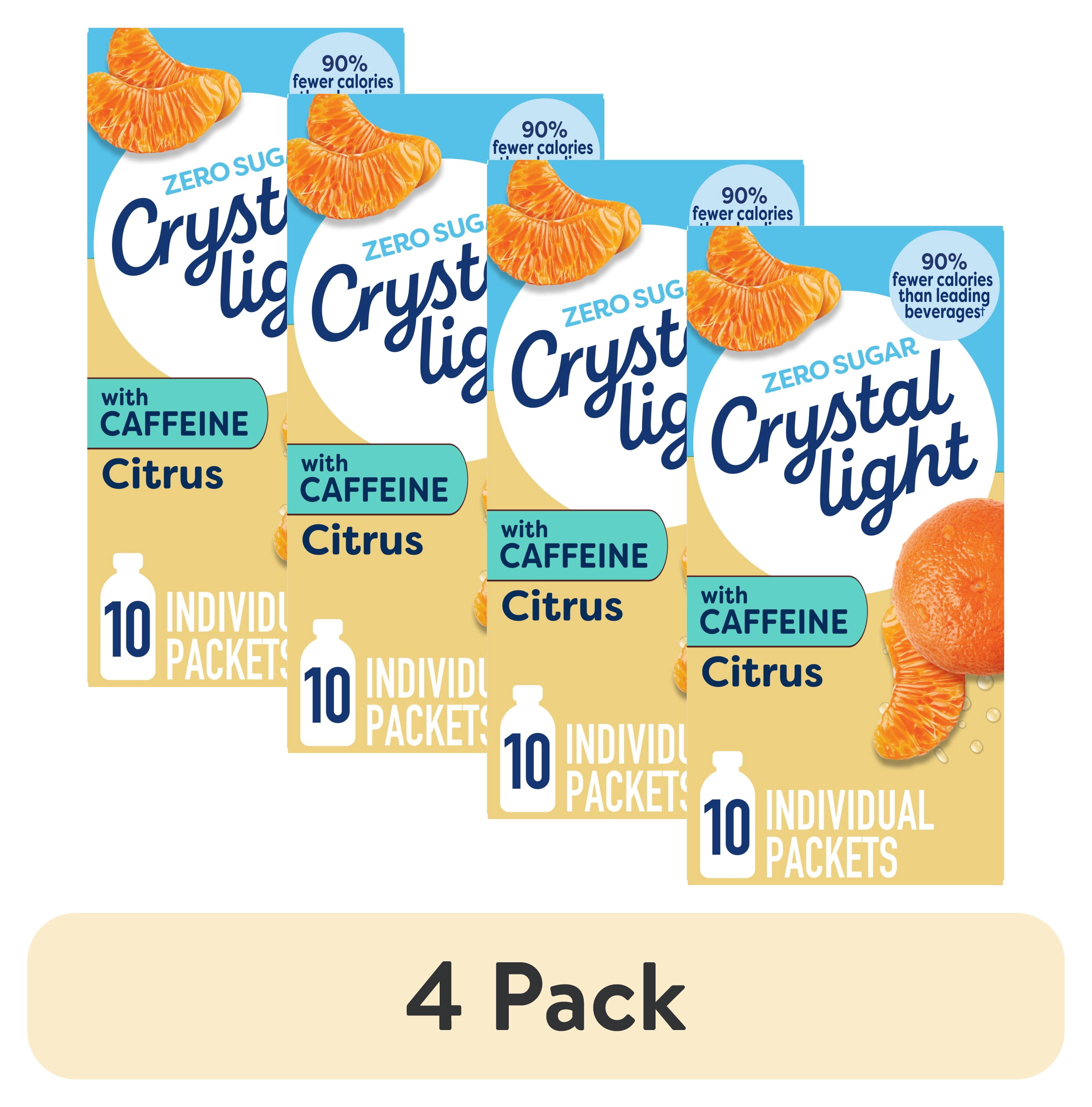 (4 pack) Crystal Light Drink Mix with Caffeine, 10 Packets, for Convenient On-the-Go Flavorful Hydration, Citrus Natural Flavor, Zero Sugar, 0.9 oz