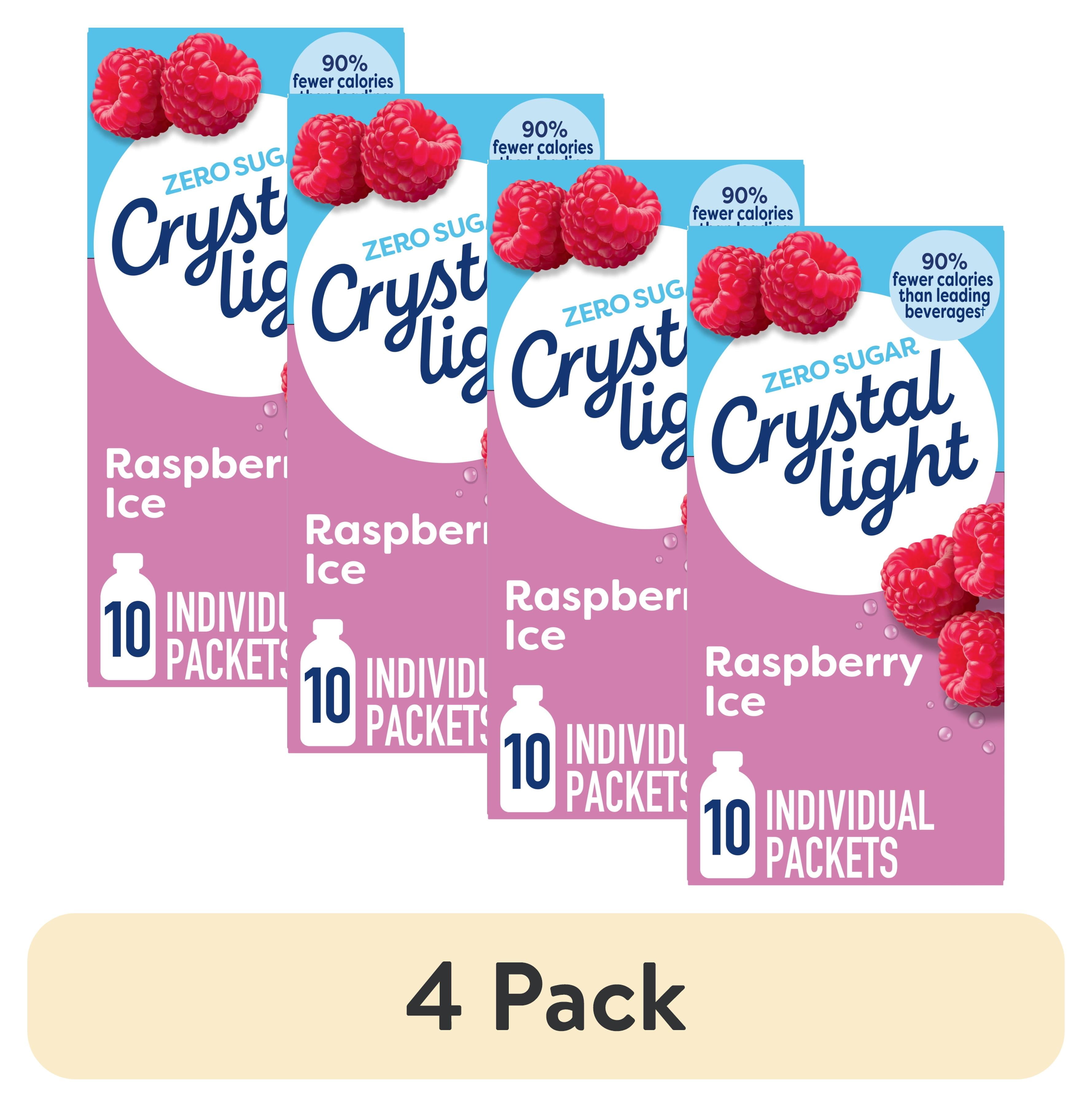 (4 pack) Crystal Light Drink Mix, 10 Packets, for Convenient On-the-Go Flavorful Hydration, Raspberry Ice Artificial Flavor, Zero Sugar, 0.6 oz