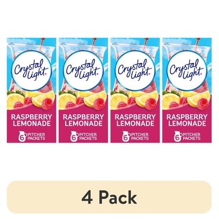 (4 pack) Crystal Light Drink Mix, 6 Pitcher Packets, for Flavorful Hydration and Shareable Refreshment, Raspberry Lemonade Artificial Flavor, Zero Sugar, Low Calorie, 1.8 oz