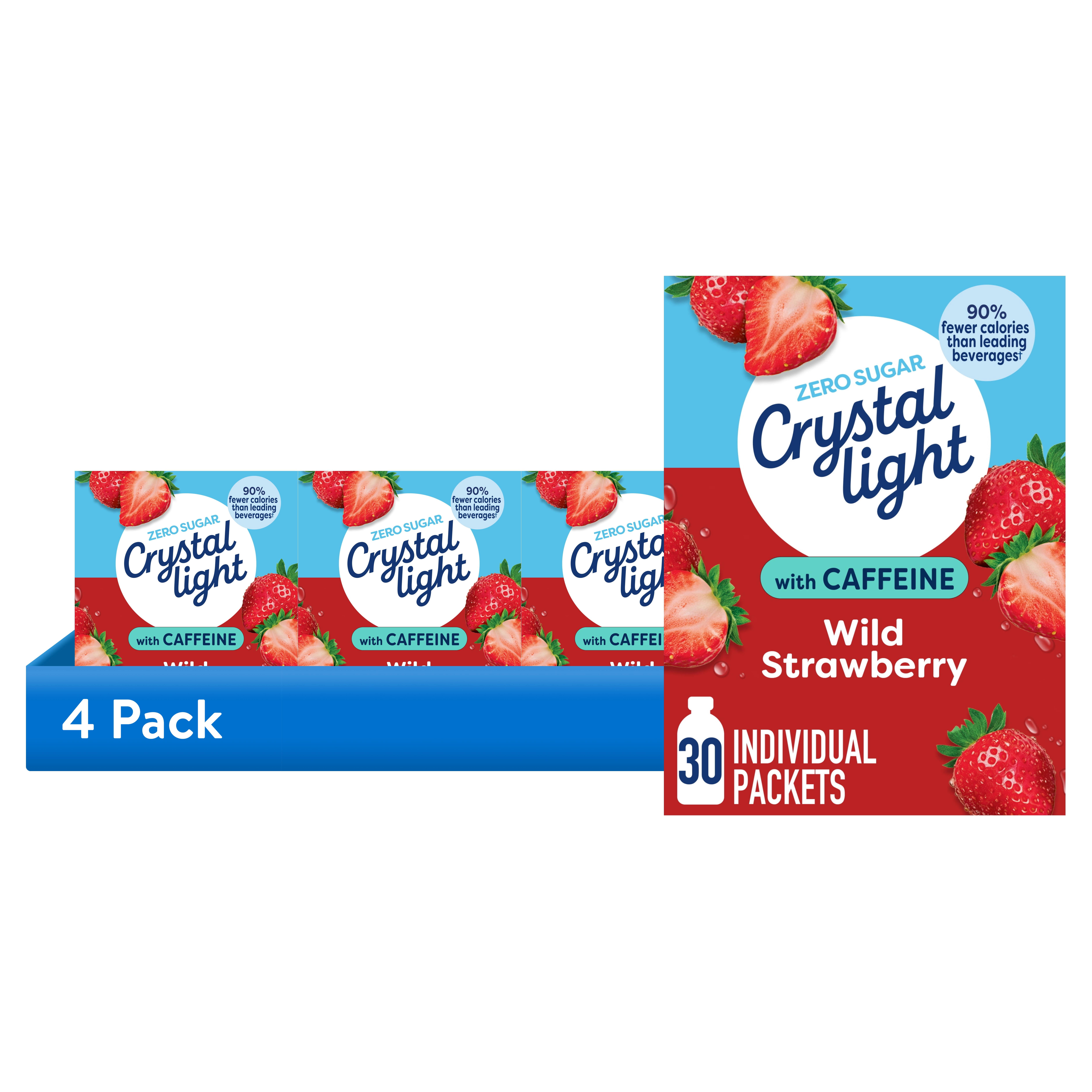 4 pack) Crystal Light Drink Mix with Caffeine, 30 Packets, for