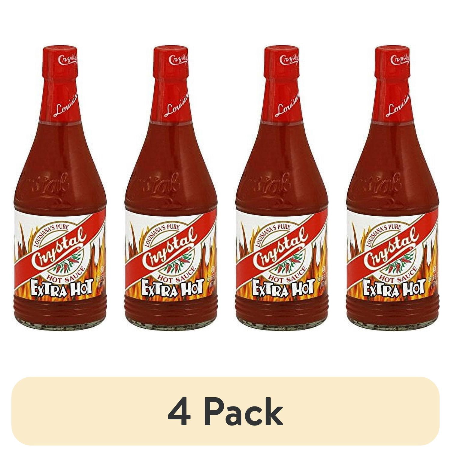 (4 pack) Crystal Louisiana's Pure Hot Sauce, Extra Hot, 6 Ounce Bottle