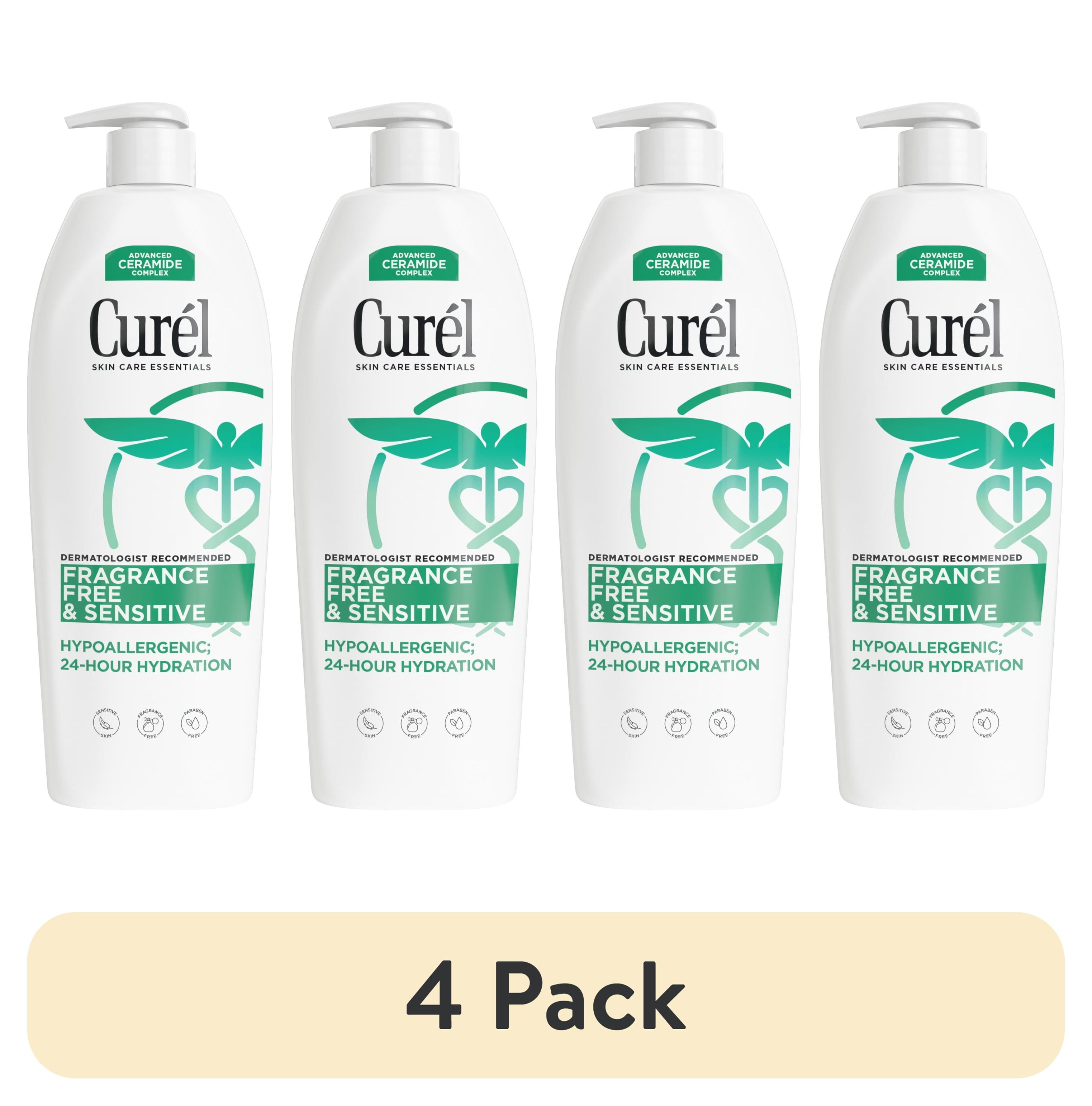 (4 pack) Curel Fragrance Free Moisturizer, Sensitive Skin Body Lotion for Dry Skin, 20 oz