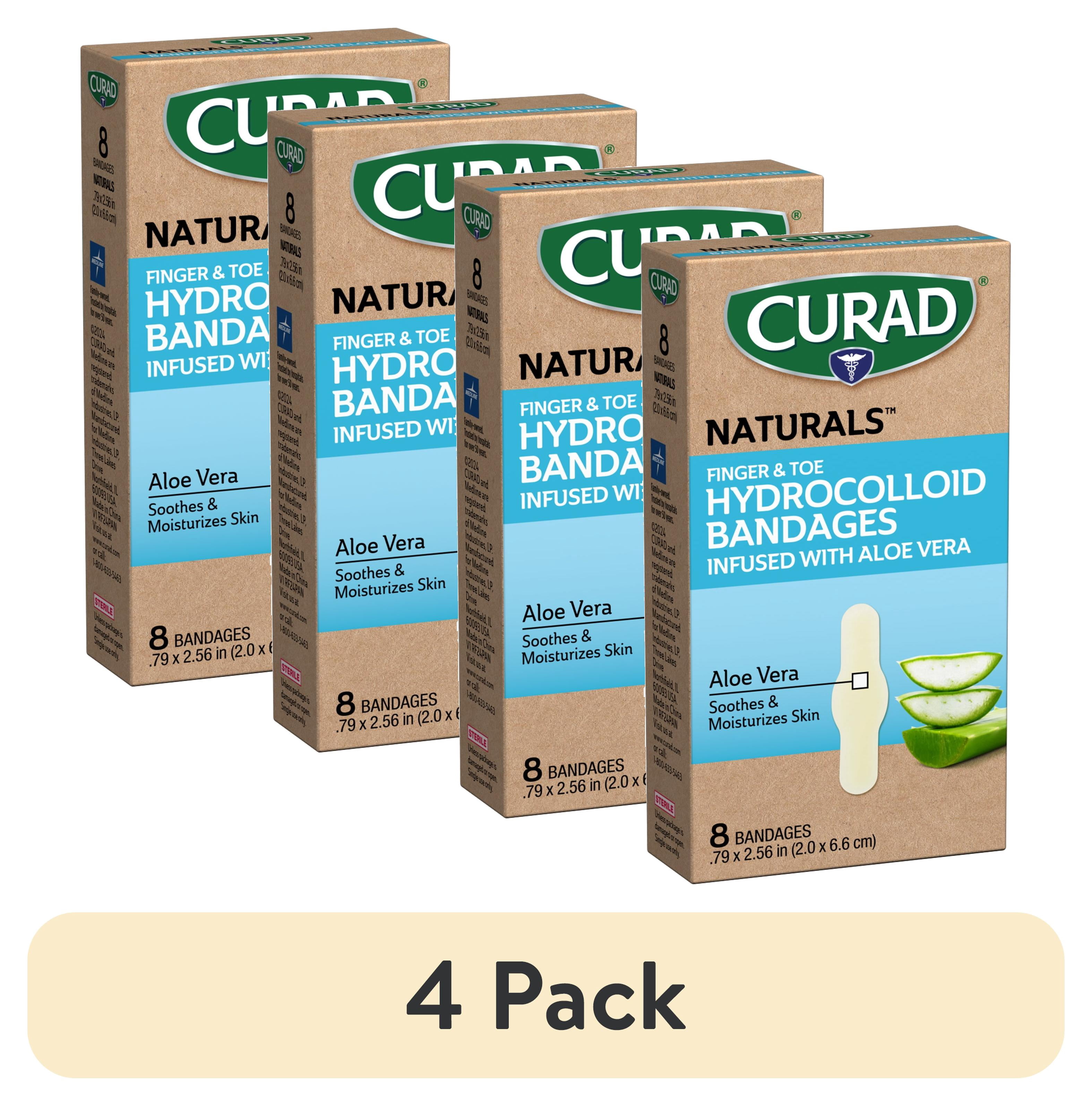 (4 pack) Curad Naturals Hydrocolloids with Aloe Vera Bandages, 8 Count