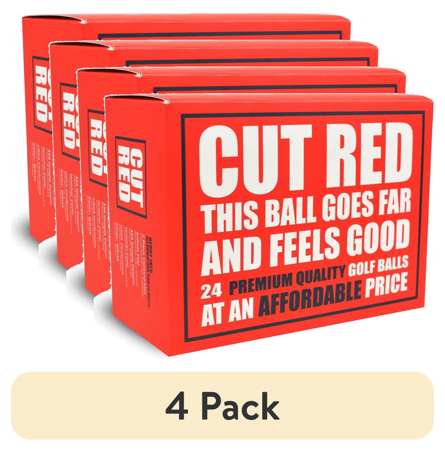 (4 pack) Cut Golf Red 2 Piece Ionomer Golf Balls, 24 pack, White