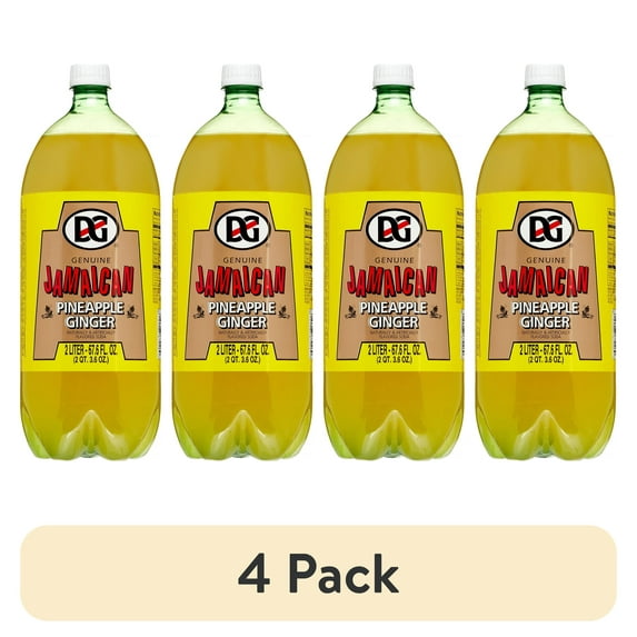 (4 pack) D & G Jamaican Soda, Pineapple Ginger, 67.6 Fl Oz