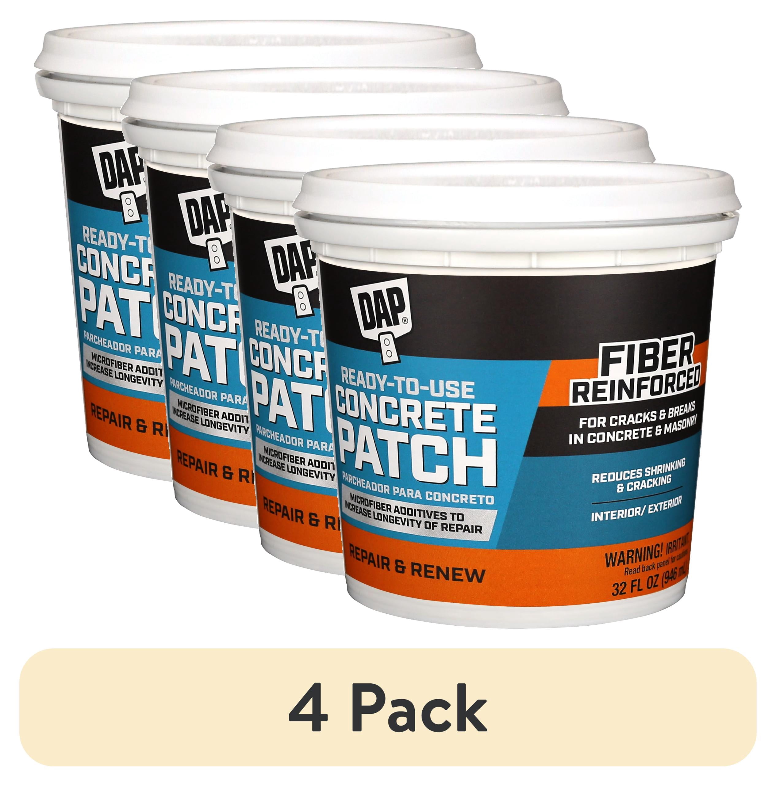 (4 pack) DAP Ready-Mixed Concrete Patch 32 oz Gray Cement, Tub