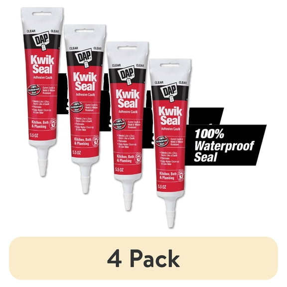 (4 pack) DAP Kwik Seal 5.5 oz Clear Adhesive Kitchen and Bath Acrylic Latex Caulk
