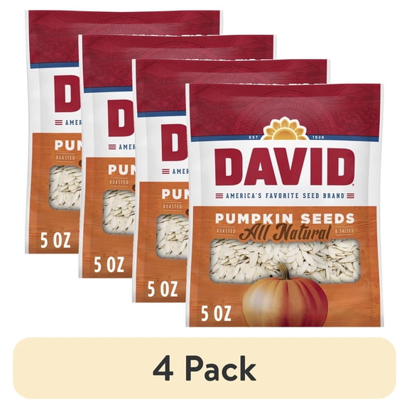 (4 pack) DAVID All Natural Pumpkin Seeds, 5 oz.