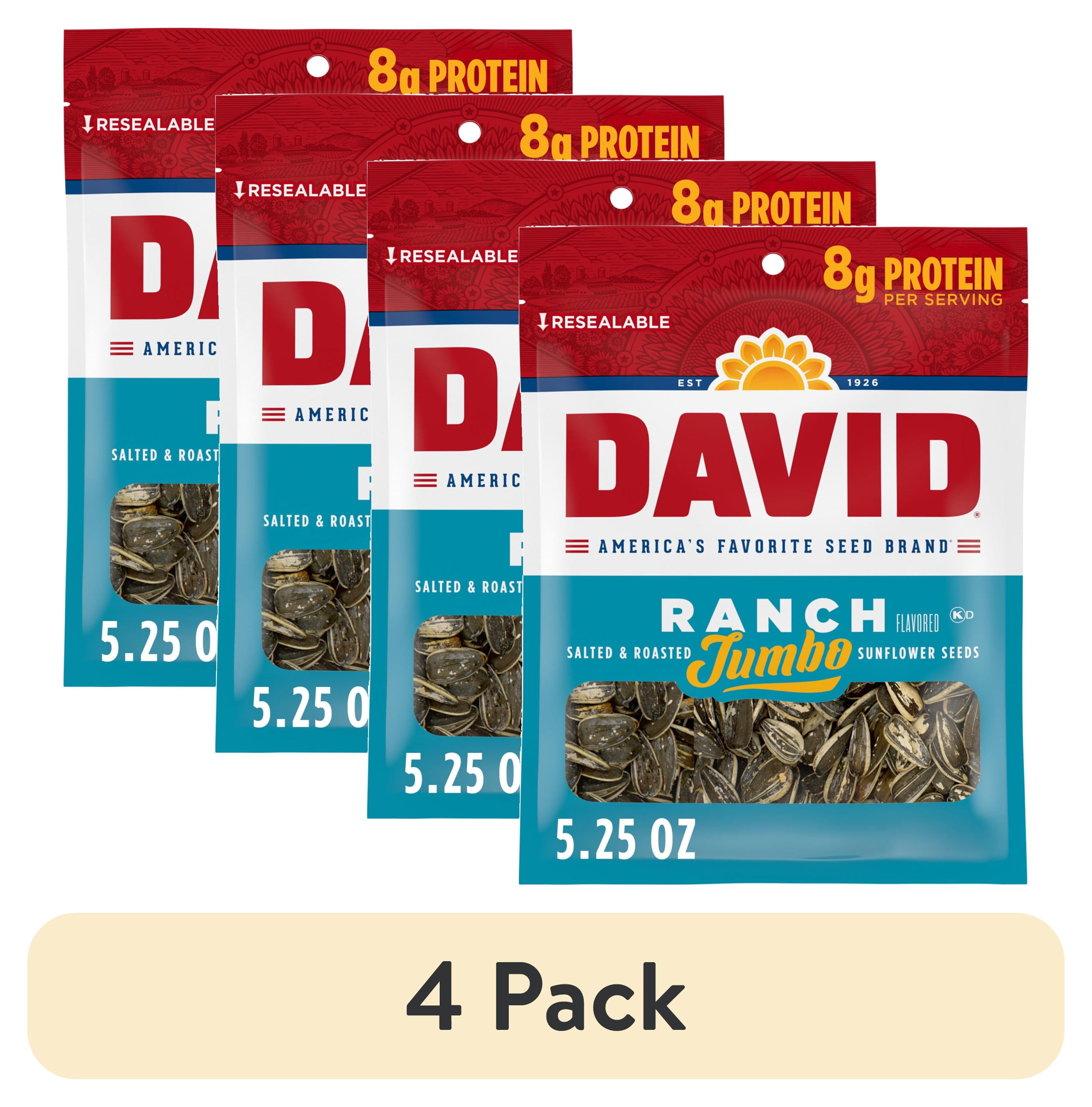 (4 pack) DAVID Jumbo Sunflower Seeds, Ranch Flavor, Easter Basket ...