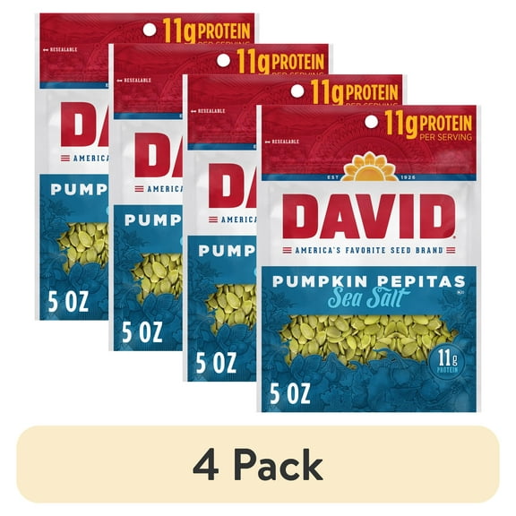 (4 pack) DAVID Sea Salt Pumpkin Pepitas, Salted Pumpkin Seed Kernels, 5 oz