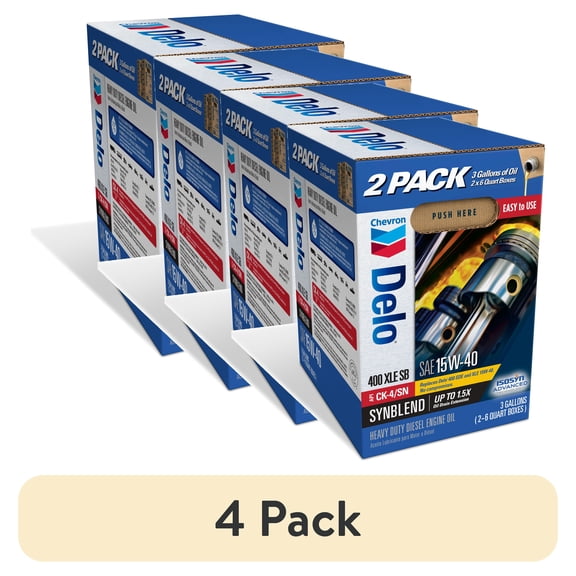 (4 pack) DELO XLE SB Synthetic Blend Diesel Motor Oil SAE 15W-40 3 Gallon Smart Change