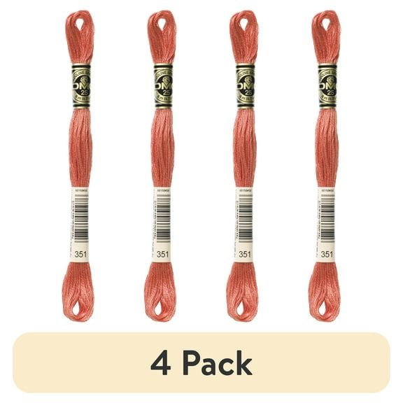 (4 pack) DMC Mouline 117-351 Six-Strand Embroidery Thread, Coral, 8.7-Yards