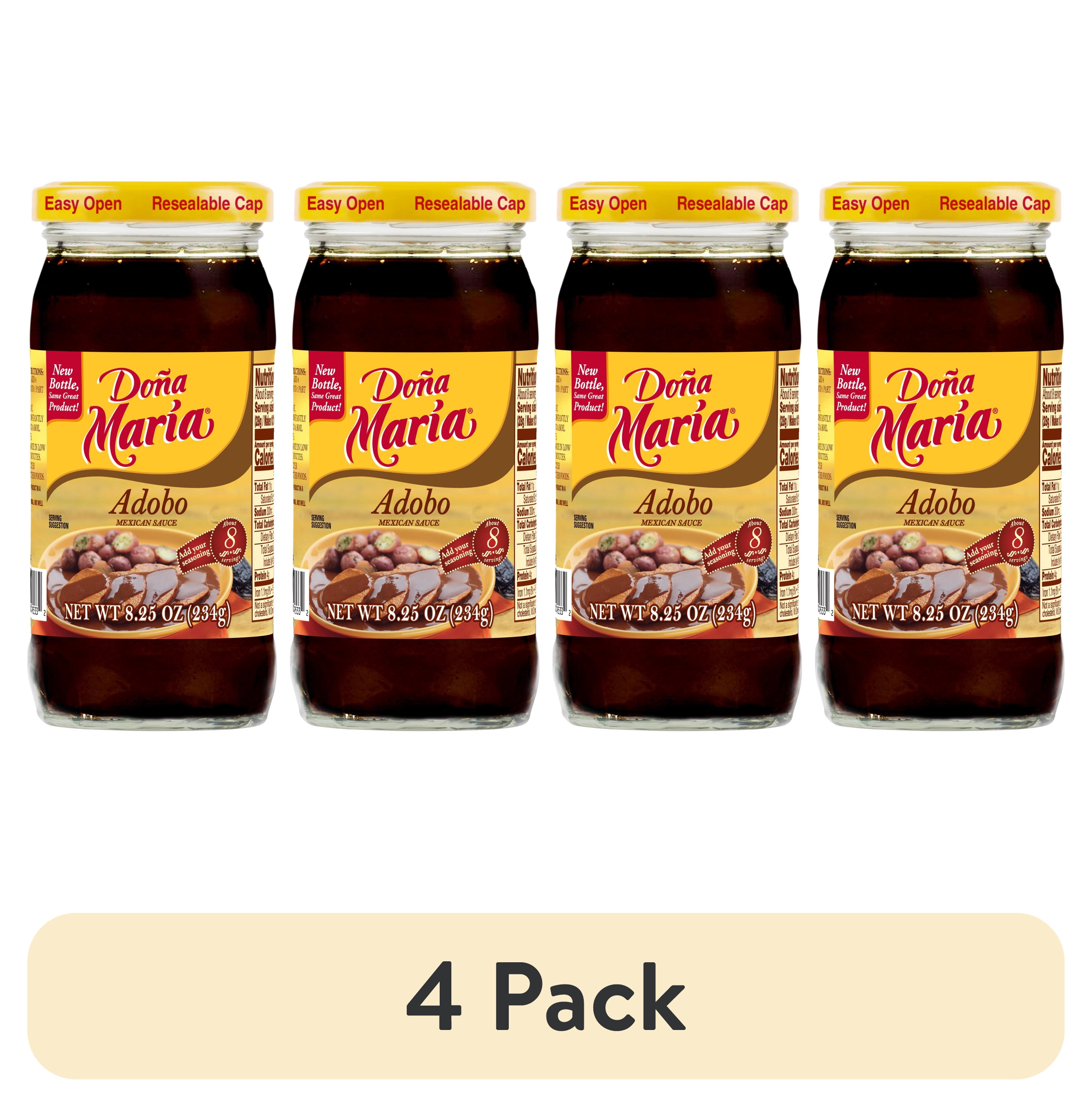 (4 pack) DOÑA MARÍA Adobo Mole, Cooking Sauces & Marinades, Shelf Stable, 8.25 oz Glass Jar
