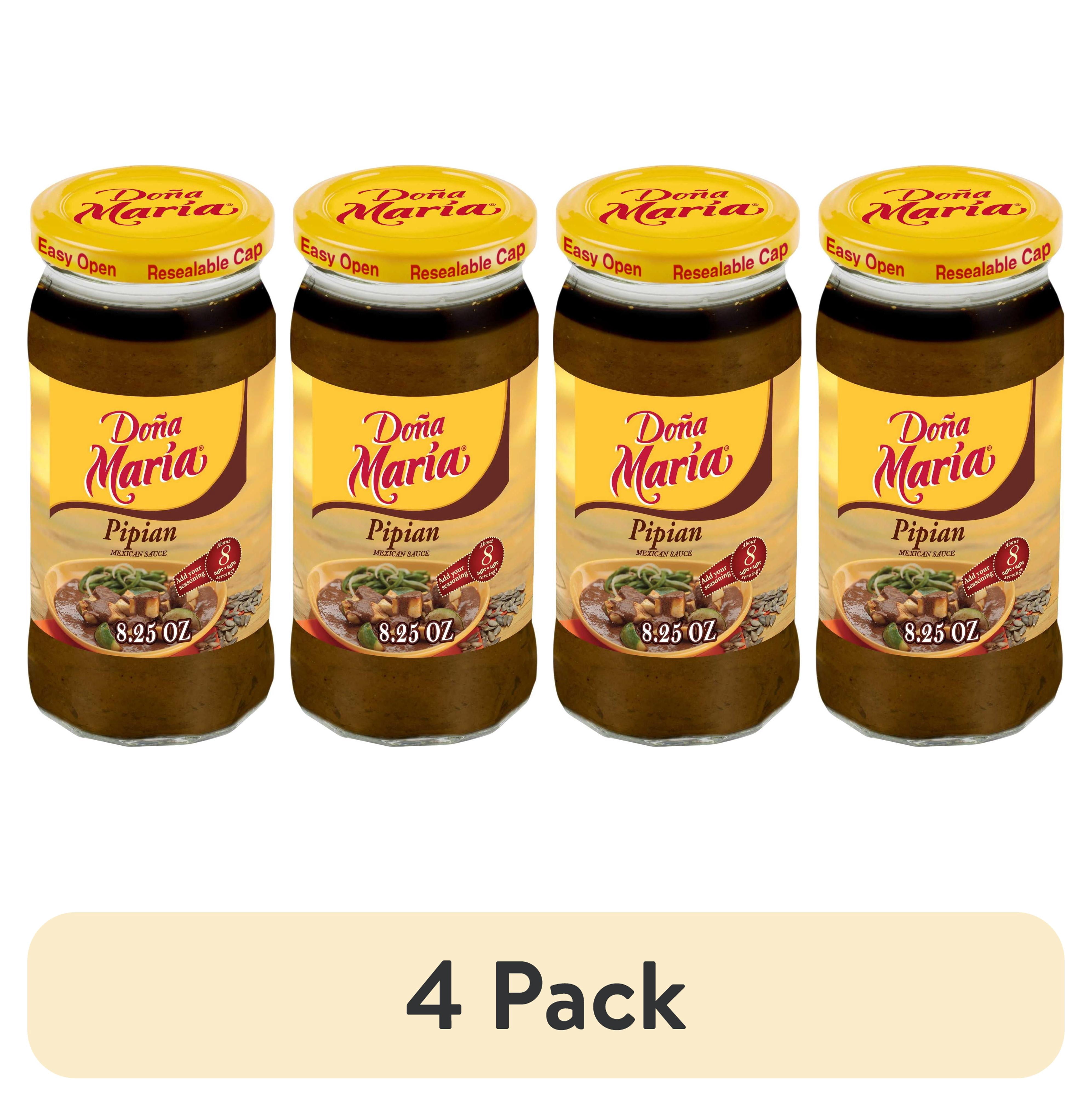 (4 pack) DOÑA MARÍA Pipian Mole, Cooking Sauces & Marinades, Shelf Stable, 8.25 oz Glass Jar