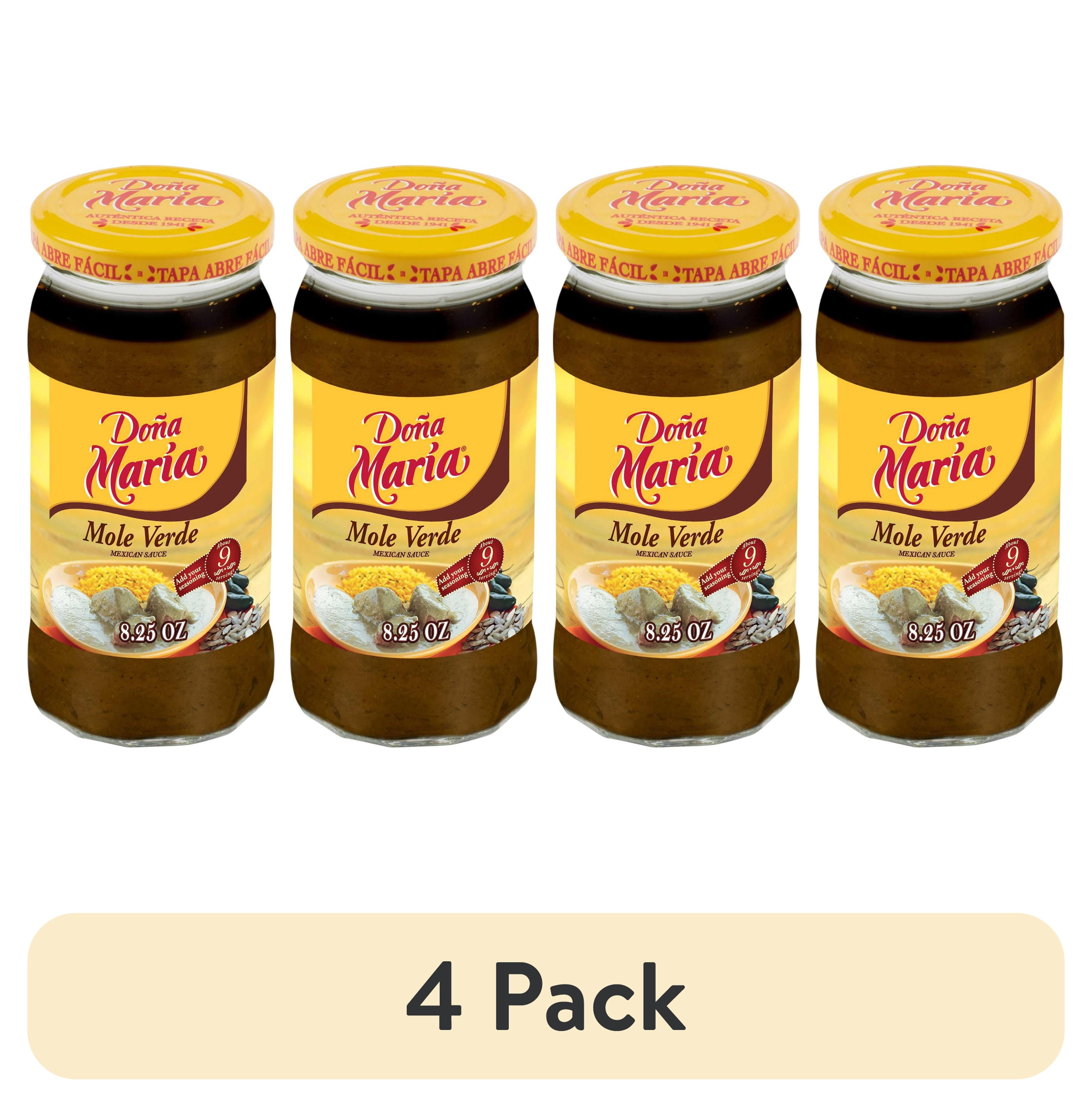 (4 pack) DOÑA MARÍA Verde Mole, Cooking Sauces and Marinades, Shelf Stable, 8.25 oz Glass Jar