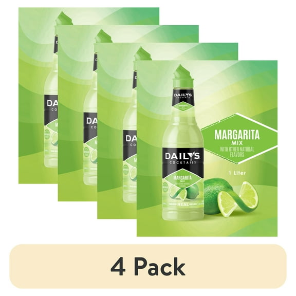 (4 pack) Daily's Cocktails Margarita Cocktail Mixers, 1 Liter Bottle