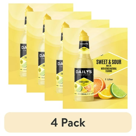 (4 pack) Daily's Sweet and Sour Cocktail Mix, 1 Liter Bottle
