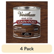 4 pack Dark Walnut, Varathane One Step Interior Wood Stain + Polyurethane, Semi-Gloss -384360, Half Pint