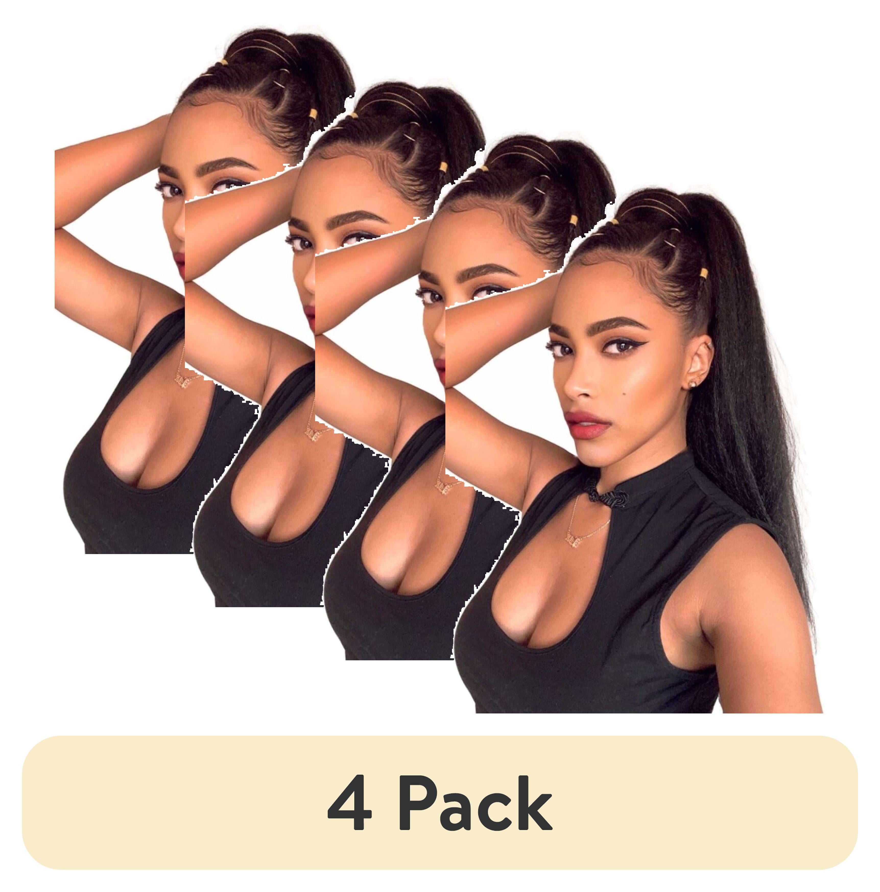4 pack) Darling Kinky Straight Wrap Around Ponytail, 26 inch,1