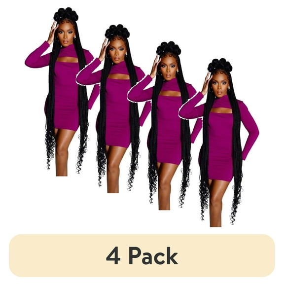 (4 pack) Darling Pre-Stretched Bohemian Wave Braid Hair 3X Pack, 52 inch, #1B, Adult, Women