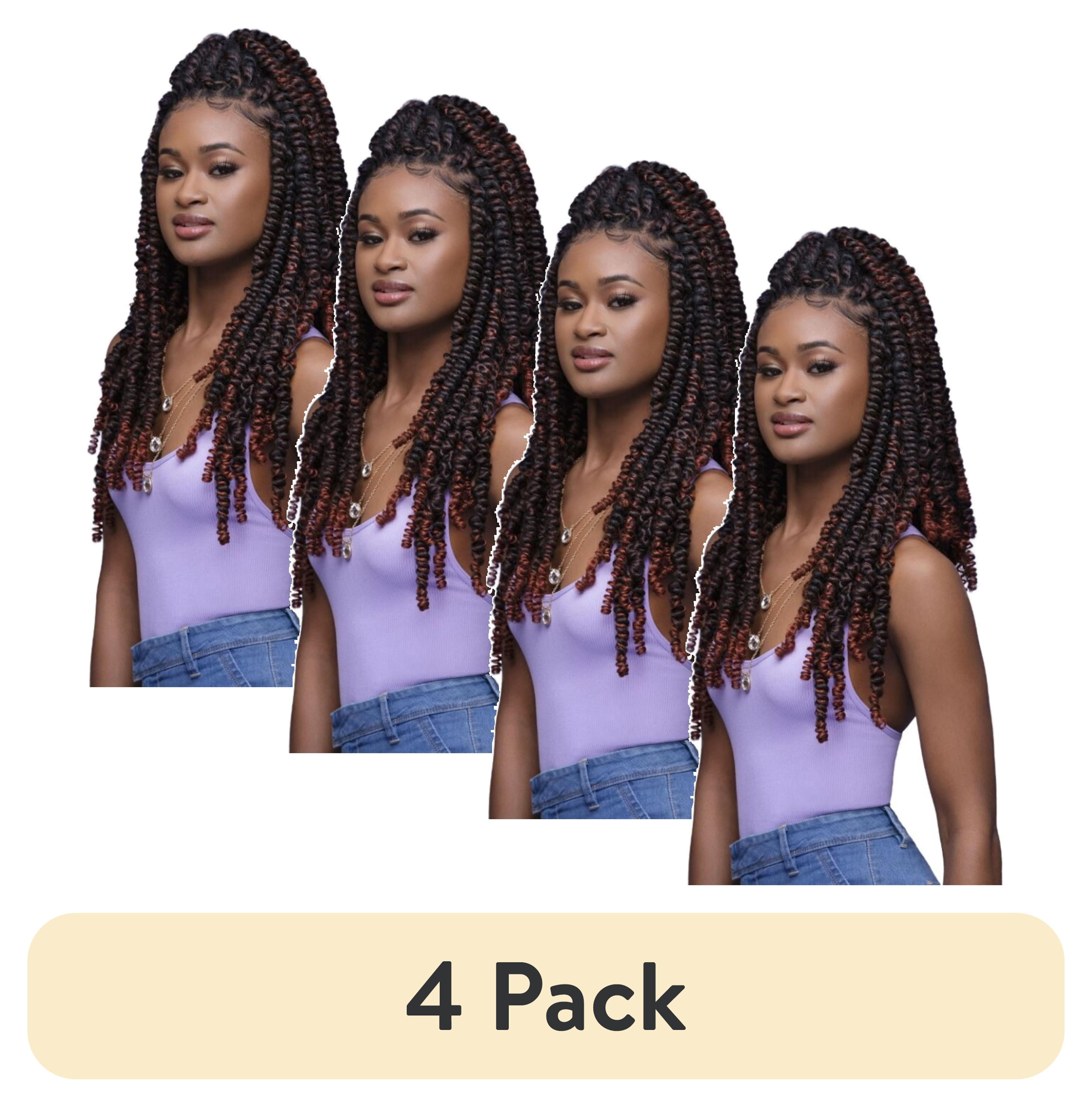 (4 pack) Darling Spring Twist Crochet Hair 2X Pack, 24 inch, #1/350, Female, Adult