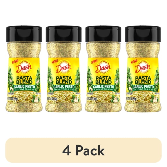 (4 pack) Dash Pasta Blend Garlic Pesto, Salt Free Seasoning Blend, 2.0 oz Bottle
