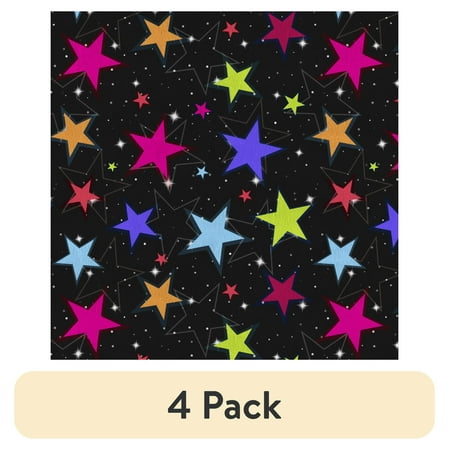 (4 pack) Mainstays 1.5 Yards 100% Polyester Brushed Fleece Stars, Black, 60" Wide for Crafts